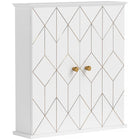 HOMCOM - Armoire murale de salle de bain avec 2 portes, étagère réglable - blanc-Le design à ligne dorée rehausse l’esthétique avec une touche de qualité et de délicatesse