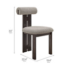 Modway - Torian Tissu Boucle Chaise à manger - Wenge Taupe - Ensemble de 2-Cadre en caoutchouc