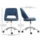 Vinsetto - Chaise de bureau pivotante sans accoudoirs - bleue-Design de dossier ajouré favorisant la circulation de l’air