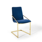 Modway - Pitch Performance Velvet Fauteuil à manger - Marine d’or-Chaise de salle à manger moderne