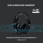 Logitech - Casque gaming sans fil LIGHTSPEED G733 avec bandeau de suspension - Noir-Compatible avec les consoles de jeu: PlayStation 5, PlayStation 4, Nintendo Switch avec Dock. (Son stéréo uniquement via le dongle sans fil USB)