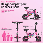 Gyrocopters - Trottinette électrique pour enfants Radi8 - Vitesse 25 km/h - Autonomie 20 km - Éclairage LED - Rose-Dominez toutes les allées et les sentiers de parc grâce à des pneus en caoutchouc de 10 pouces à haute adhérence et à un système de freinage à disque arrière fiable