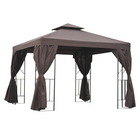 Outsunny - Abri de jardin extérieur pour patio, tonnelle avec auvent 10 pi l x 10 pi L - brun-Construit avec un cadre en métal résistant à la rouille recouvert d'une toile résistante aux UV