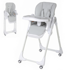 Qaba - Chaise haute avec hauteur d’assise, dossier, repose-pieds et plateau réglables-Rembourrée avec une éponge douce et sécurisée par un harnais à cinq points pour plus de sécurité  
