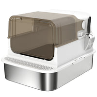 PawHut - Boîte à litière pour chat, enceinte facile à nettoyer avec pelle et couvercle rabattable - blanc-La litière XXL offre amplement d'espace pour que les chats jusqu'à 26 lb puissent se déplacer confortablement 
