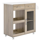 Modway - Culinary Chariot de cuisine avec support à épices, Chêne Blanc-Chariot de cuisine moderne