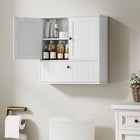 HOMCOM - Armoire murale de salle de bain style ferme avec étagère réglable - blanc-Étagère réglable à trois niveaux qui accueille facilement des objets de différentes hauteurs