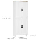 HOMCOM - Armoire de cuisine 67 po à 4 portes avec étagères réglables - blanc-4 portes pour garder les objets en sécurité et à l’abri de la poussière, avec des poignées en métal pour une ouverture et une fermeture faciles 