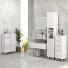 Kleankin - Armoire de rangement de salle de bain avec porte-papier toilette - blanc brillant-Couleur : Blanc brillant haute brillance 