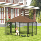 PawHut - chenil pour chien d’extérieur 6,9 pi x 4,6 pi x 5 pi avec auvent et bols rotatifs-Petite porte avec bols attachés qui pivote pour nourrir et hydrater rapidement et facilement le chiot 