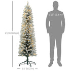 HOMCOM - Arbre de Noël artificiel floqué enneigé de 6 pieds avec lumières-La forme du crayon s'adapte parfaitement aux petits espaces ou aux entrées 