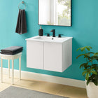 Modway - Maybelle 24" Vanité de salle de bain murale - Blanc blanc-Conception murale