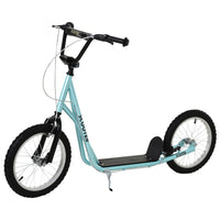 Aosom - Trottinette de rue pour jeunes avec roue gonflable de 16 po, doubles freins - bleu-Aide votre enfant à améliorer son sens de l’équilibre et à renforcer sa force 