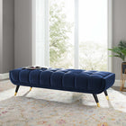 Modway - Adept 60" Performance Velvet Banc - Bleu Minuit-Rembourrage en mousse dense pour le confort