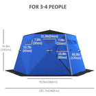 Outsunny - Abri De Pêche Sur Glace Pour 4 Personnes - Tente De Pêche Sur Glace Pop-Up - Bleu-Facile à transporter dans un sac portable avec des sangles pour le porter en sac à dos ou sur l'épaule 
