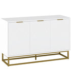HOMCOM - Buffet 47,2 po L avec 3 portes - blanc-Les portes à motifs géométriques associées à une base dorée ajoutent une touche artistique à la décoration intérieure 