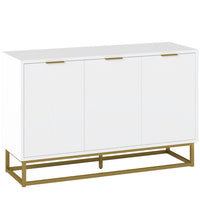 HOMCOM - Buffet 47,2 po L avec 3 portes - blanc-Les portes à motifs géométriques associées à une base dorée ajoutent une touche artistique à la décoration intérieure 