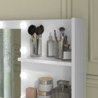 HOMCOM - Coiffeuse avec miroir et lumières - 38,6 po L x 17,7 po l x 54,3 po H - blanc-Patins antidérapants pour protéger votre sol des dommages 