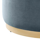 Modway - Tilden Grand Velours rond de performance de 29" Rembourré Ottoman - Cadet Blue Natural-Arrivée entièrement assemblée