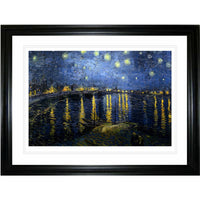 Over the Rhone (Starry Night) par Vincent van Gogh - Impression encadree - 34" x 30"-Impression d'art de haute qualité avec passe-partout et encadrement professionnel