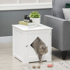 PawHut - Boîte de rangement pour litière de chat, table de bout - blanc-Base surélevée empêchant votre chat d’être exposé à l’humidité et au froid 