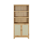 Manhattan Comfort - Sheridan 31,49 po Bibliothèque Cabinet Moderne d’Inspiration Mid-Century - Nature-Bibliothèque moderne en rotin pour bureau à domicile, salon et rangement supplémentaire