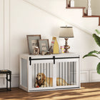 PawHut meuble caisse pour chien 46,5 po pour très grands chiens - blanc-Fabriqué en panneaux de particules et en acier pour garantir la stabilité 