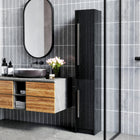 HOMCOM - Armoire de rangement haute pour salle de bain avec trois étagères réglables - noir-Armoires supérieures à 4 niveaux et inférieures à 2 niveaux pour un grand espace de rangement 