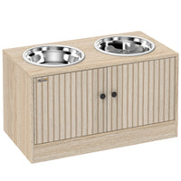 PawHut - Gamelles surélevées pour grand chien avec gamelle anti-glouton, acier inoxydable - 24 po L x 12 po l x 14 po H - chêne-Le design surélevé réduit la tension au niveau du cou et des articulations pour une alimentation confortable 