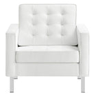 Modway - Loft Touffe Cuir végane Fauteuil - Blanc argenté-Capacité de poids : 330 lb