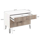 Manhattan Comfort - Dumbo table de chevet moderne 1 tiroir et commode 3 tiroirs - blanc et gris rustique - ensemble de 2-Poignées de tiroir horizontales glamour en métal avec finition dorée