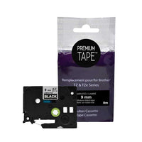 Premium Tape - Compatible avec Brother TZ325, TZ-325, TZE-325, TZE325 - Blanc / Noir - 9 mm-Couleur: Blanc / Noir