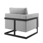 Modway - Posse Tissu rembourré Chaise d’accent - Noir Gris clair-Cadre en acier inoxydable noir mat