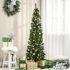 HOMCOM - Arbre de Noël Artificiel Pré-illuminé 6 Pieds Lumières LED Blanc Chaud - Vert-390 branches d'arbres nobles en PVC créent un arbre plein de vie et réaliste 