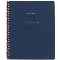 AT-A-GLANCE - Agenda scolaire hebdomadaire/mensuel Signature 2026-2027 - 11 po H x 8 3/8 po l - bleu marine - bilingue-13 mois : juillet 2026 à juillet 2027