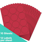 JAM Paper - Sceaux autocollants ronds, 2,5 po de diamètre, rouge, 120/paquet (147628585)-Taille : 2 1/2 po