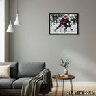 Leon Draisaitl Oilers Action-H - Toile encadree - 31" x 22"-Prêt à accrocher - livré entièrement assemblé