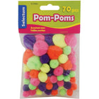 Selectum - Pom Pom - Couleurs variées - Paquet de 70-Pompons - Couleurs variées