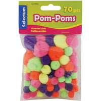 Selectum - Pom Pom - Couleurs variées - Paquet de 70-Pompons - Couleurs variées