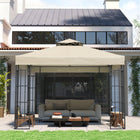 Outsunny - Housse de rechange pour toit de gazebo 10 pi L x 10 pi l avec trous de drainage, 370g/㎡, UPF30+, COUVERTURE SUPÉRIEURE SEULEMENT, crème-Trous de drainage pour l’eau de pluie