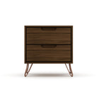 Manhattan Comfort - Rockefeller commode haute et table de chevet style milieu du siècle - marron - ensemble de 2-Pieds évasés élégants en métal pour une durabilité accrue