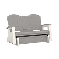 Suncast - Glisseur Adirondack avec console - Gris colombe-Siège et dossier profilés pour un confort ergonomique.