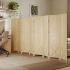 HOMCOM - Cloison de séparation autoportante à 8 panneaux avec présentoir à panneaux perforés pour bureau à domicile - bois naturel-Dimensions totales : 119,7 po l x 56,9 po H x 0,7 po P (304 x 144,5 x 1,7 cm)  
