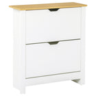 HOMCOM - Armoire à chaussures étroite avec 2 tiroirs basculants et étagère réglable pour entrée - blanc-Peut contenir jusqu'à 6 à 12 paires de chaussures de taille standard dans deux tiroirs basculants 