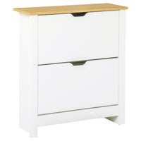 HOMCOM - Armoire à chaussures étroite avec 2 tiroirs basculants et étagère réglable pour entrée - blanc-Peut contenir jusqu'à 6 à 12 paires de chaussures de taille standard dans deux tiroirs basculants 