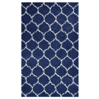 Modway - Solvea Treillis marocain Tapis 5 pi l x 8 pi L Shag Area - Marine et Ivoire-Tapis marocain à treillis shag