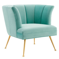 Modway - Veronica Chenal Touffé Performance Velvet Fauteuil - Monnaie-Fauteuil rétro moderne