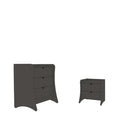 Manhattan Comfort - commode et table de chevet Coney style milieu du siècle moderne - gris - ensemble de 2-Panneaux latéraux continus uniques pour créer des pieds courbés
