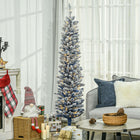 HOMCOM - Arbre de Noël artificiel pré-éclairé de 6 pi - pointes enneigées-Pulvérisé avec de la neige artificielle pour ajouter une apparence hivernale  