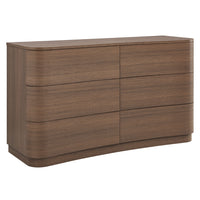 Modway - Mirae 6 tiroirs Commode incurvée, Chêne brun brossé-Commode horizontale à 6 tiroirs